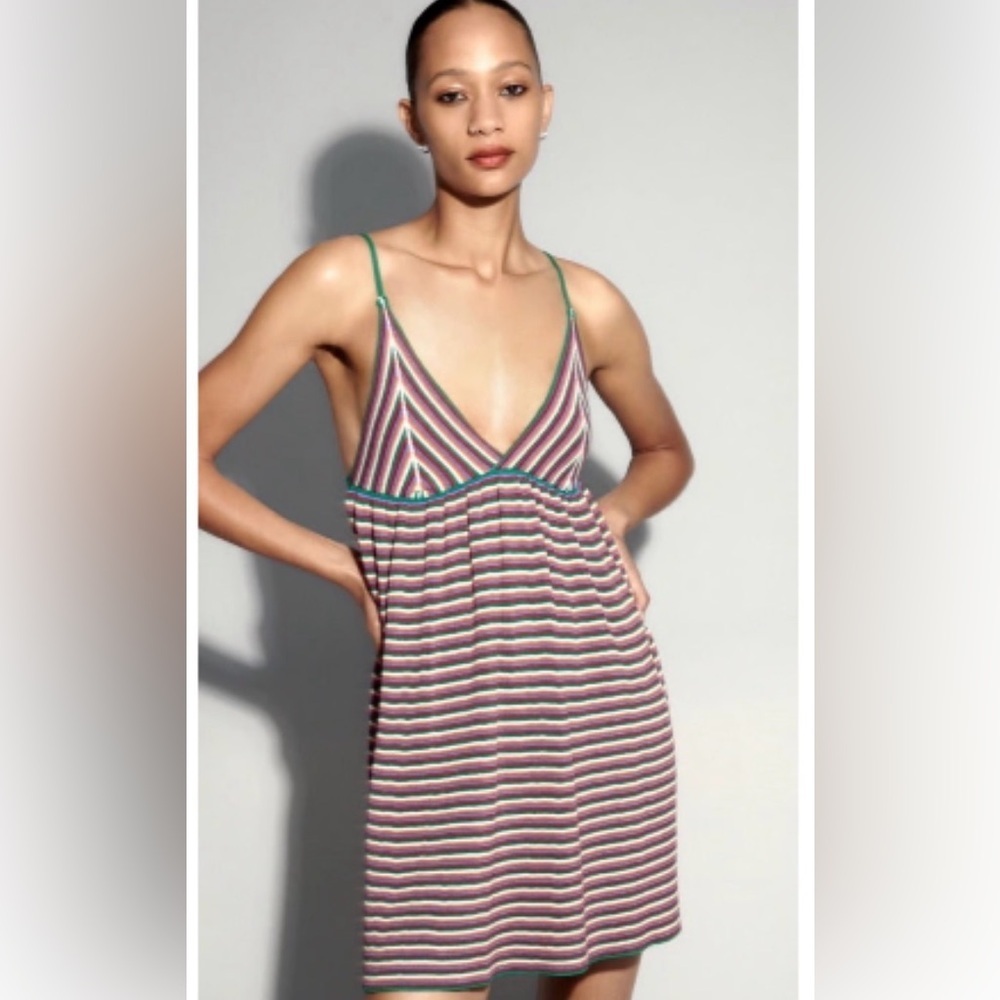 NWOT Zara knitted Mukticolor Striped Sleeveless Mini Dress